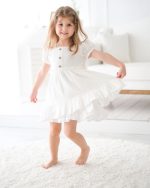 Alessi Mini Fırfır Detaylı Keten Kız Çocuk Elbise - Görsel 4
