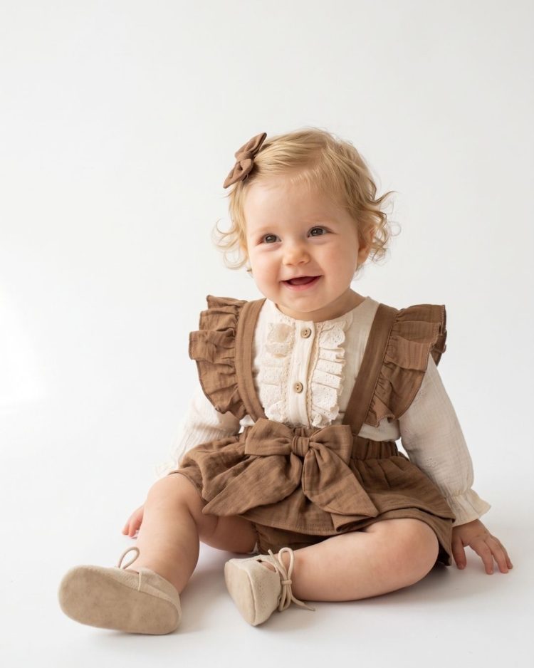 BATHANEY Vintage Fiyonklu Bayramlık Özel Gün Kız Bebek Romper - Görsel 3