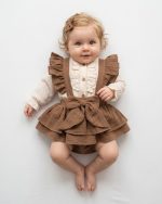 BATHANEY Vintage Fiyonklu Bayramlık Özel Gün Kız Bebek Romper - Görsel 2