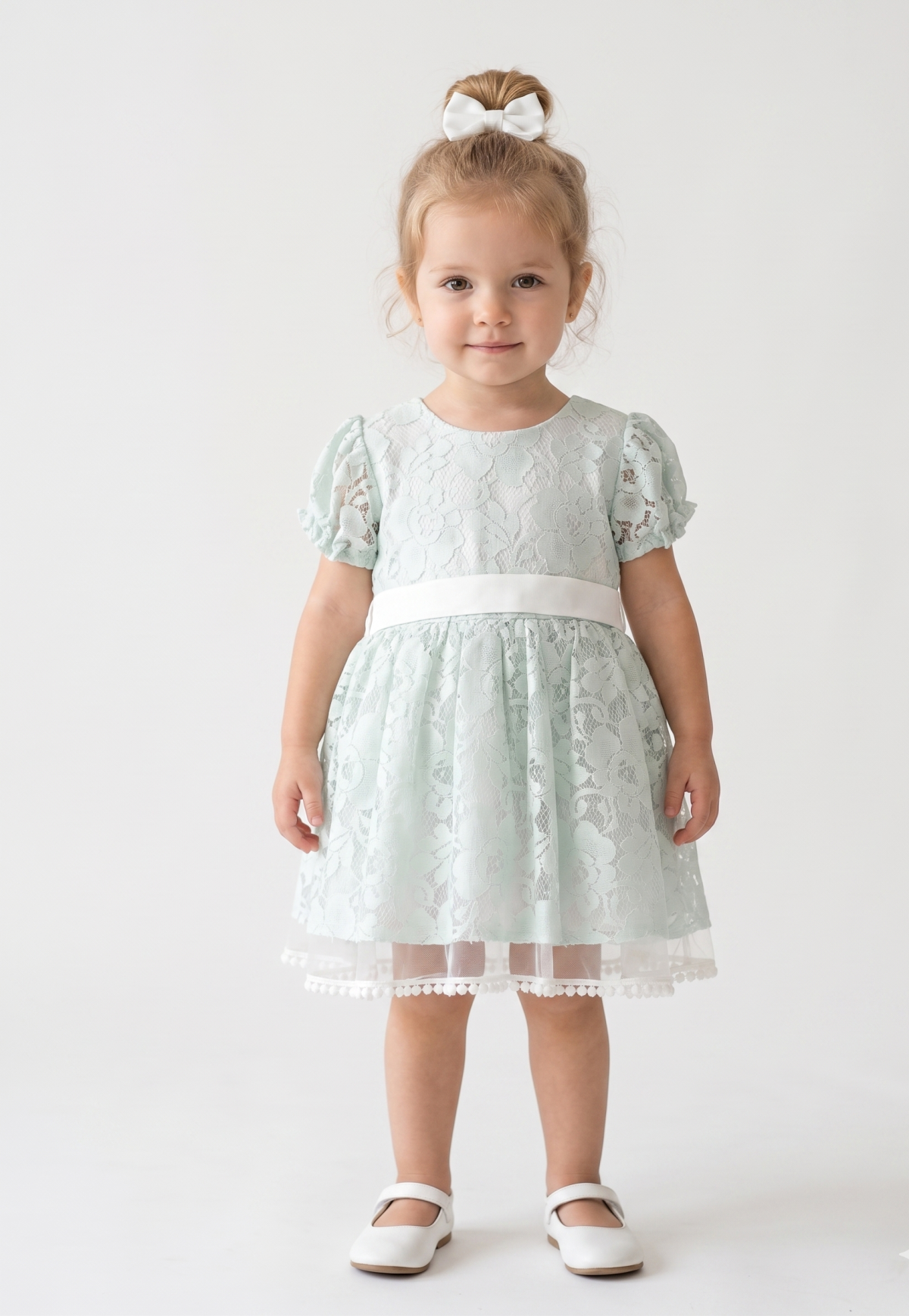 Emma Kız Çocuk Güpür Detaylı Elbise - Görsel 2