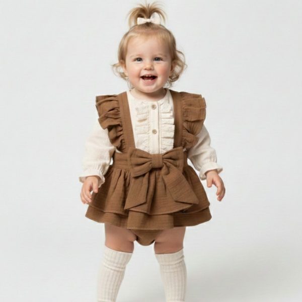 BATHANEY Vintage Fiyonklu Bayramlık Özel Gün Kız Bebek Romper