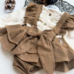 BATHANEY Vintage Fiyonklu Bayramlık Özel Gün Kız Bebek Romper