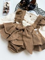 BATHANEY Vintage Fiyonklu Bayramlık Özel Gün Kız Bebek Romper