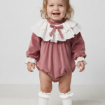 BRIELLA Uzun Kollu Özel Gün Bayramlık Fiyonk Detaylı Kız Bebek Romper