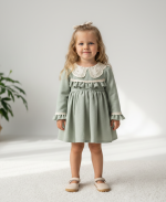 MILLA Dantel Yakalı Vintage Uzun Kollu Bayramlık Özel gün Kız Bebek Elbise - Görsel 3