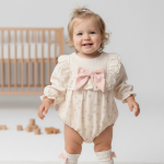 GALE Uzun Kollu Dantel Detaylı Özel Gün Bayramlık Kız Bebek Romper