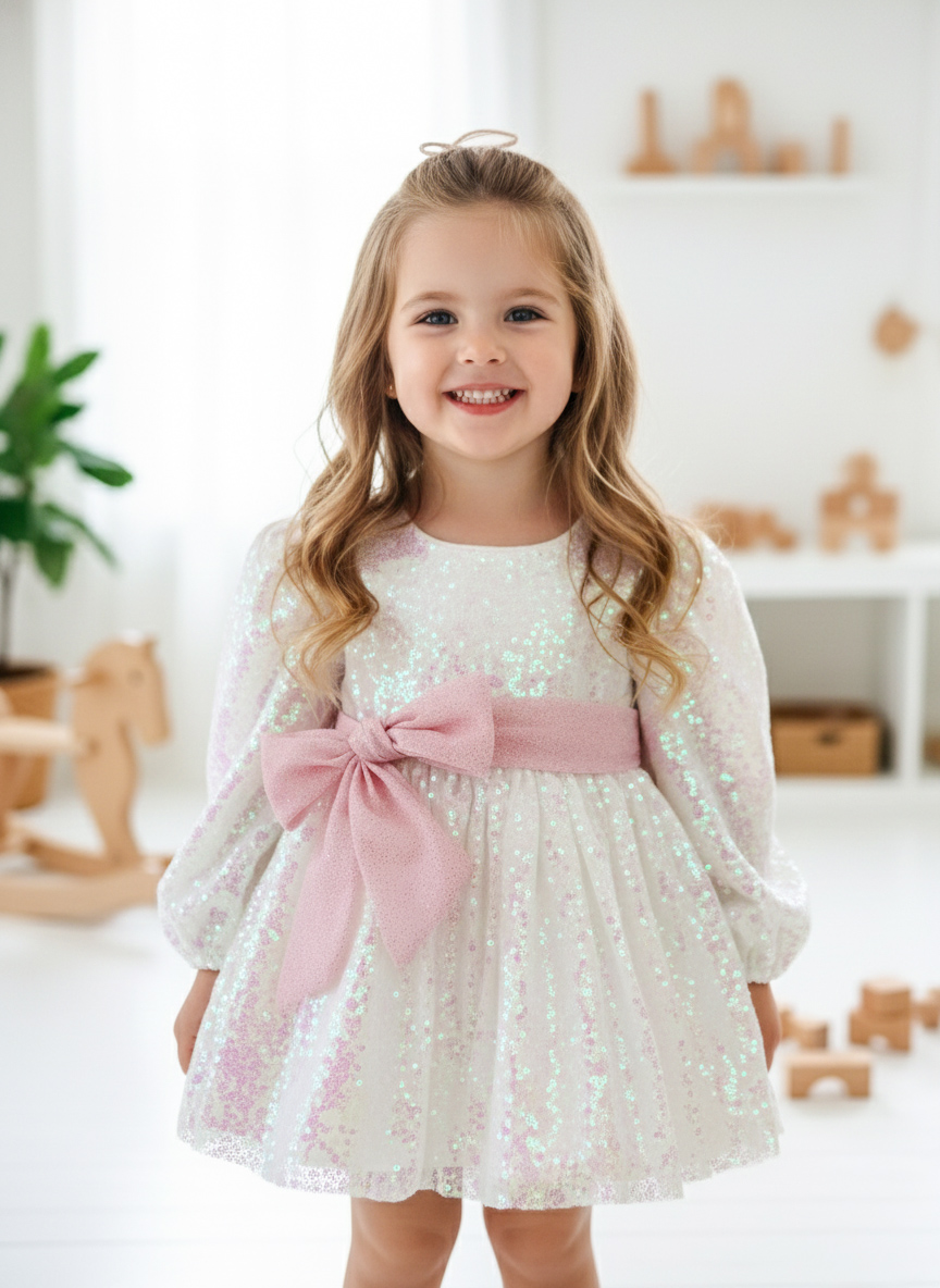 IMG_1526 LOTUS Pul Payet Bayramlık Özel Gün Doğum Günü Kız Çocuk Parti Elbise - Görsel 1