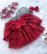 LOLA Kız Bebek Dantel Detaylı Uzun Kollu Özel Gün Bayramlık Abiye Elbise - Görsel 3