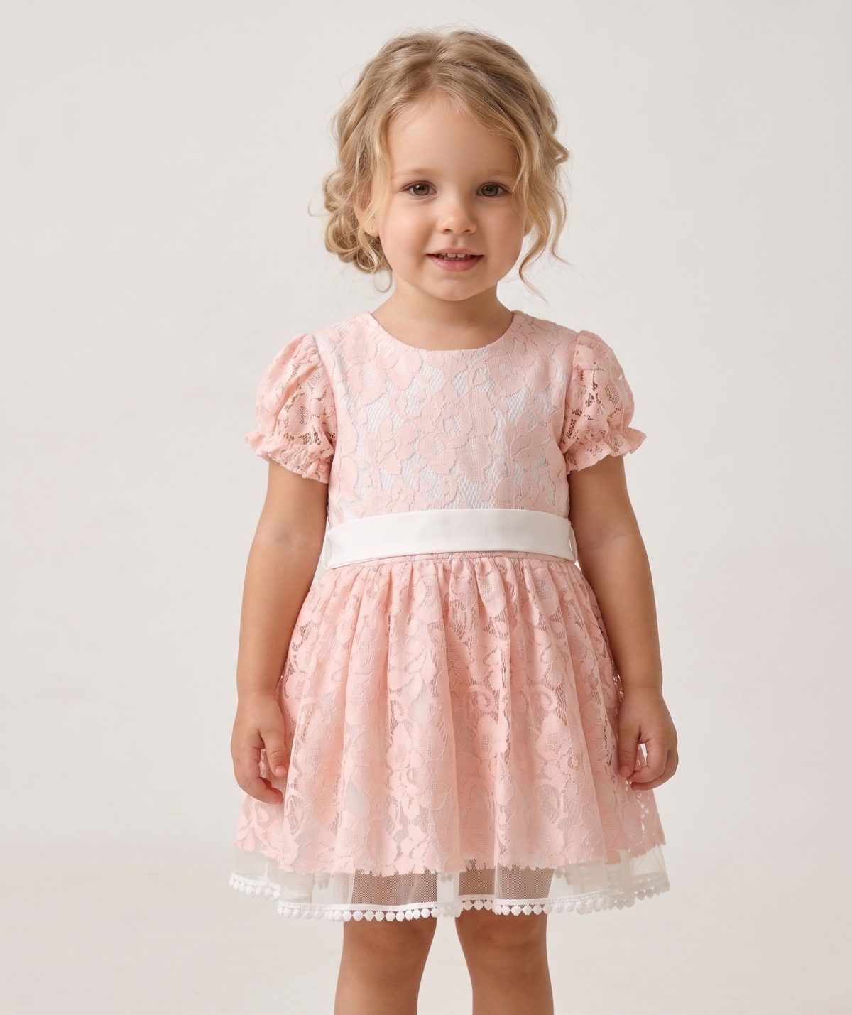 Emma Kız Çocuk Güpür Detaylı Elbise - Görsel 5