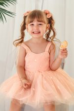 Silvia Papatya Doğum Günü Özel Gün Kız Çocuk Elbise