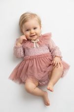 CORA Romper Tütülü Özel Gün Uzun Kollu Kız Bebek Elbise