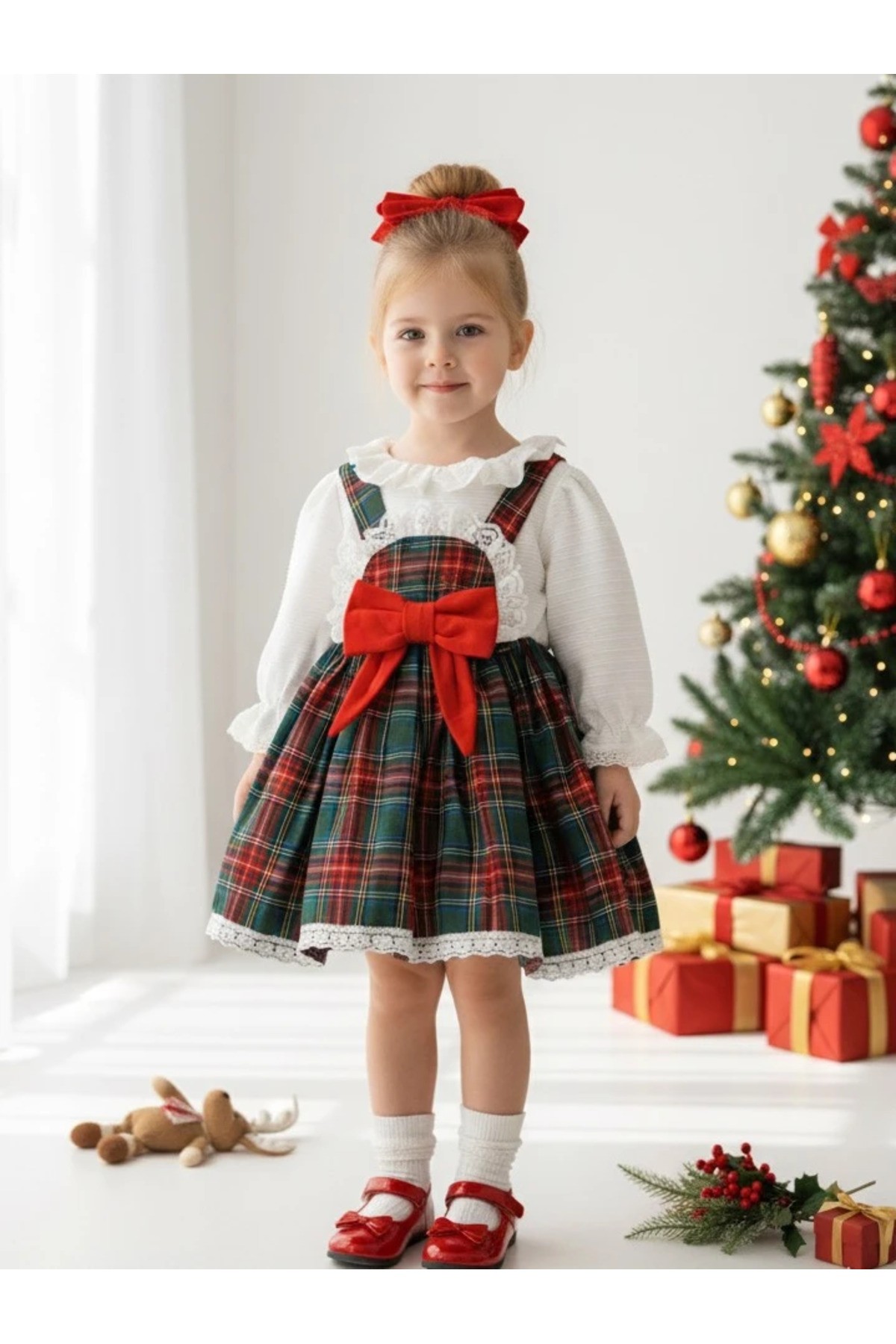 ty1767-prod-qc-prep-20251009-17-dc4f2457-77d1-3afb-aa80-7bf011c41f2d-1-org-zoom.jpg BELİNAY Kız Çocuk Yılbaşı Uzun Kol Tütü Prenses Ekoseli Vintage Elbise - Görsel 1