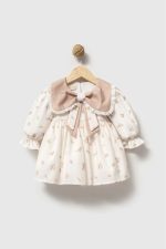 LOUISE Fiyonk Yaka Uzun Kollu Bayramlık Özel Gün Kız Bebek Elbise - Görsel 3