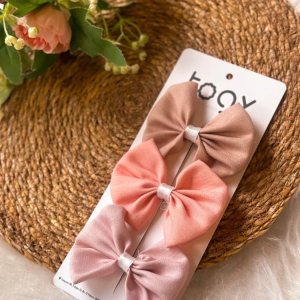 Pudra, Somon ve Kahve Kız Çocuk Bebek Toka Seti