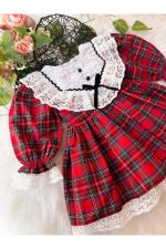 ALESSİ Kız Çocuk Yılbaşı Uzun Kol Tütü Prenses Ekoseli Vintage Elbise - Görsel 2