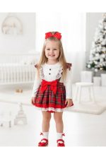 AYLA Ekose Desenli Yılbaşı Kız Bebek Elbise - Görsel 3