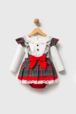 AYLA Ekose Desenli Yılbaşı Kız Bebek Elbise - Görsel 2