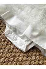 ASTER Beyaz Uzun Kollu Dantel Detaylı Etekli Kız Çocuk Bebek Özel Gün Bayramlık Elbise - Görsel 7