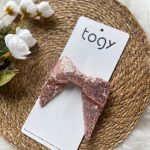 Rose Gold Pullu Payetli Fiyonk Kız Çocuk Bebek Toka