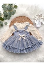 EVİE Bayramlık Uzun Kollu Etekli Özel Gün Kız Bebek Elbise - Görsel 9