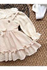 EVİE Bayramlık Uzun Kollu Etekli Özel Gün Kız Bebek Elbise - Görsel 5