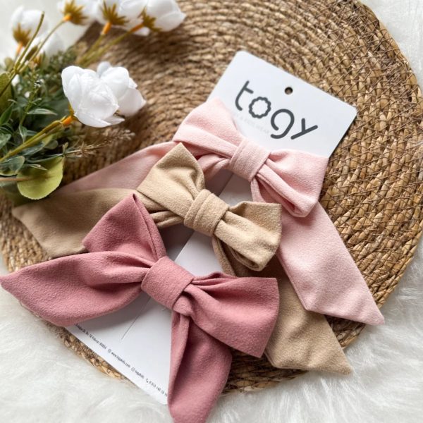 Pudra,Bej,Gül Kurusu Fiyonk Kız Çocuk Bebek 3 Lü Toka Seti