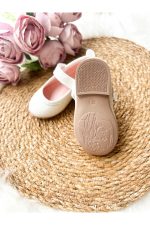 Beyaz Taşlı Simli Kız Çocuk Bebek Babet Ayakkabı - Görsel 3