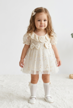 Shay Bayramlık Özel Gün Fiyonk Detaylı Kız Çocuk Bebek Elbise