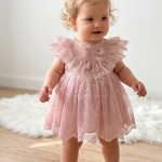 Yasemin 2 Dantel Detaylı Bayramlık Özel Gün Kız Çocuk Bebek Elbise