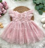 Yasemin 2 Dantel Detaylı Bayramlık Özel Gün Kız Çocuk Bebek Elbise - Görsel 3