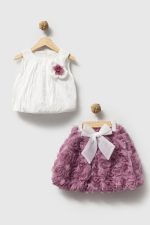 BERRY Kız Çocuk Bebek Gül Detaylı Kabarık Tütü Etekli 2'li Takım - Görsel 4