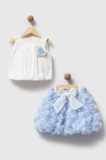 BERRY Kız Çocuk Bebek Gül Detaylı Kabarık Tütü Etekli 2'li Takım - Görsel 2