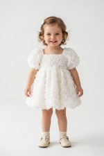 Rosa Güllü Kabarık Doğum Günü ve Özel Gün Kız Çocuk Bebek Elbisesi - Görsel 4