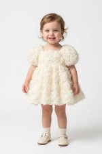 Rosa Güllü Kabarık Doğum Günü ve Özel Gün Kız Çocuk Bebek Elbisesi - Görsel 3