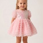 Greta Fırfır Detaylı Özel Gün Bayramlık Kız Çocuk Elbise