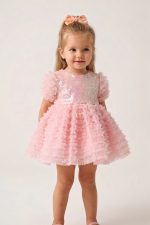Greta Fırfır Detaylı Özel Gün Bayramlık Kız Çocuk Elbise