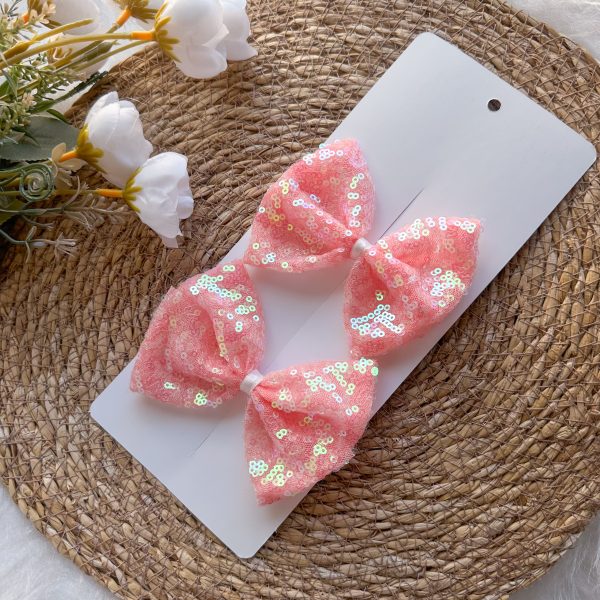 Şeker Pembe Pul Payet Kız Çocuk Bebek 2'Lİ Toka