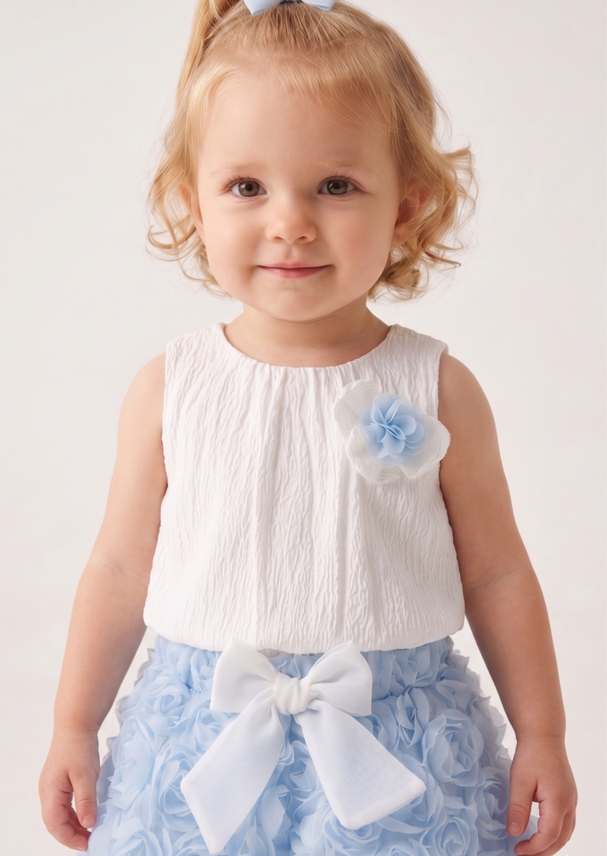 BERRY Kız Çocuk Bebek Gül Detaylı Kabarık Tütü Etekli 2'li Takım - Görsel 4