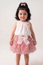 BERRY Kız Çocuk Bebek Gül Detaylı Kabarık Tütü Etekli 2'li Takım