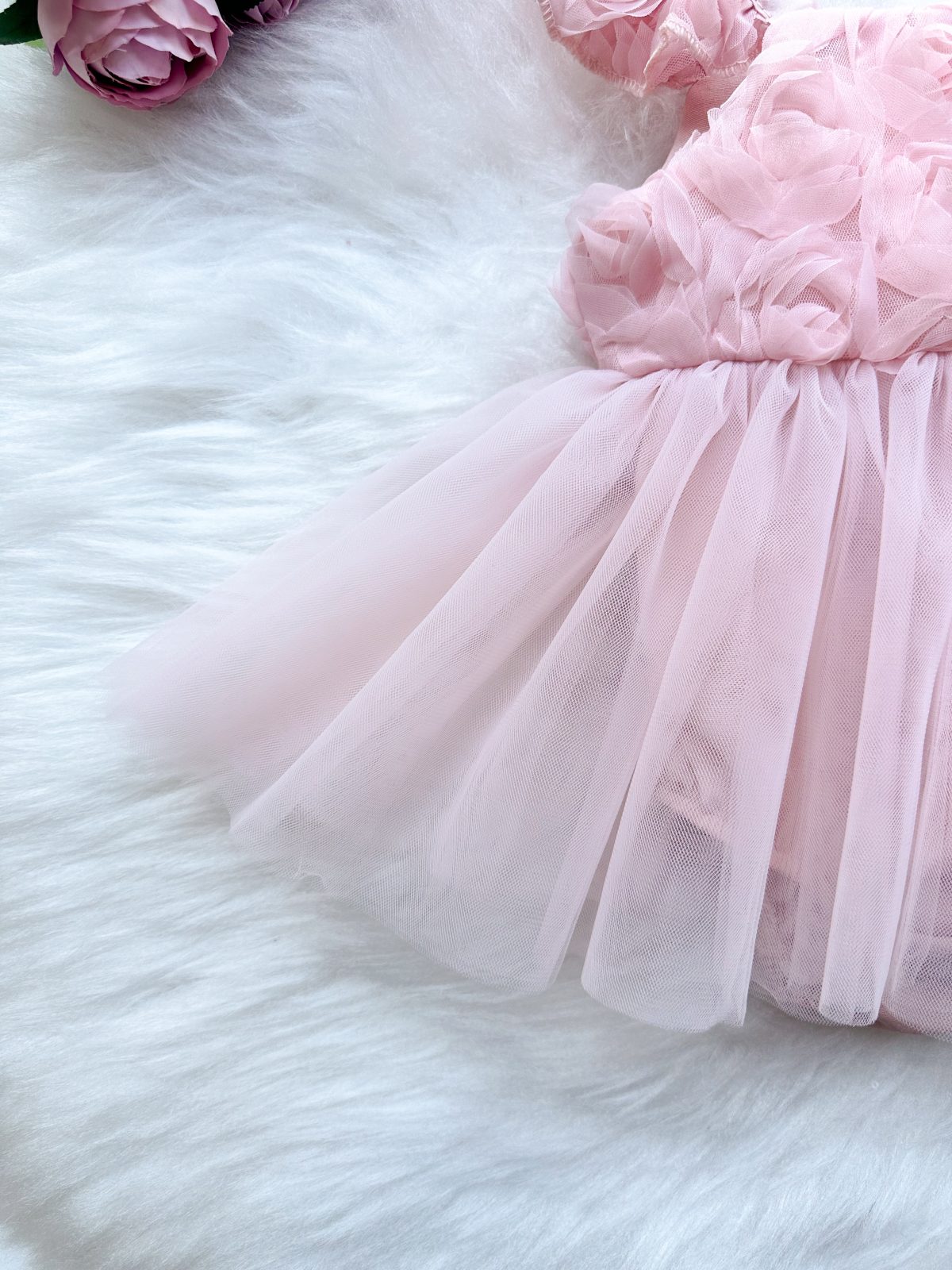 Bella Gül Detaylı Bayramlık Özel Gün Kız Çocuk Bebek Romper - Görsel 7