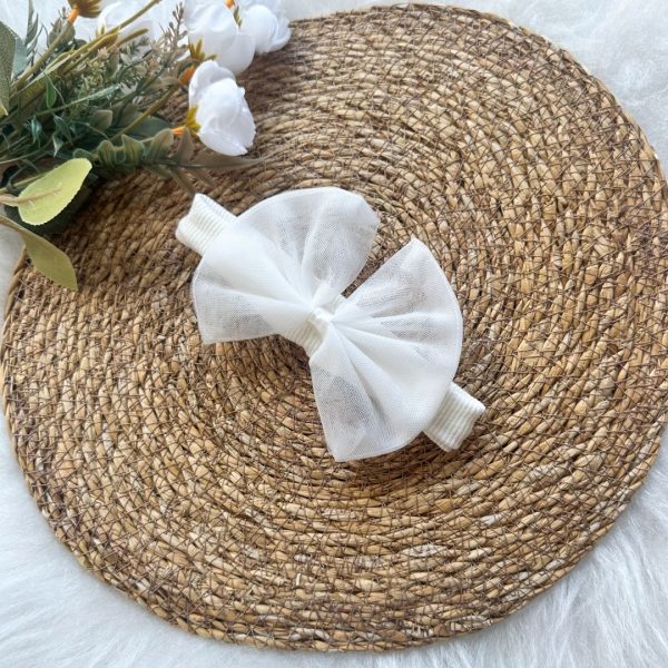 Beyaz Tül Fiyonk Kız Çocuk Bebek Bandana