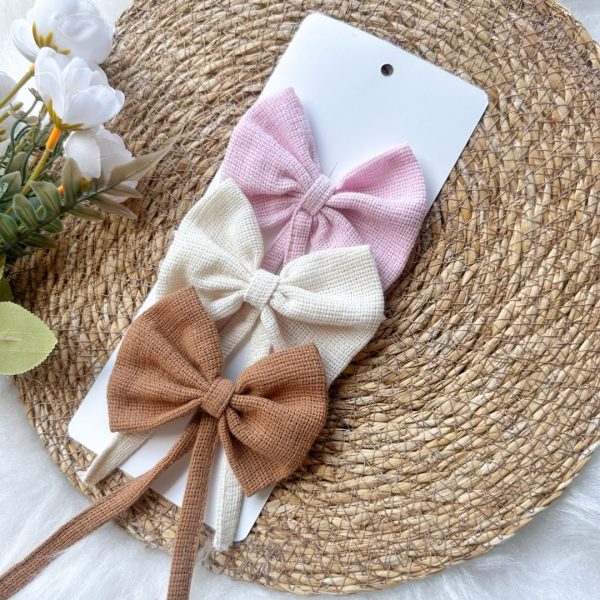 Pudra,Ekru,Bej Vintage Kuyruklu Kız Çocuk Bebek 3'Lü Toka
