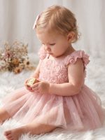 Bella Gül Detaylı Bayramlık Özel Gün Kız Çocuk Bebek Romper - Görsel 2