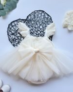 Bella Gül Detaylı Bayramlık Özel Gün Kız Çocuk Bebek Romper - Görsel 2