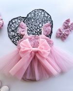 Bella Gül Detaylı Bayramlık Özel Gün Kız Çocuk Bebek Romper - Görsel 3