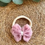 Pembe Tül Gül Detaylı Kız Bebek Saç Toka Bandanası