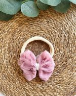 Pembe Tül Gül Detaylı Kız Bebek Saç Toka Bandanası