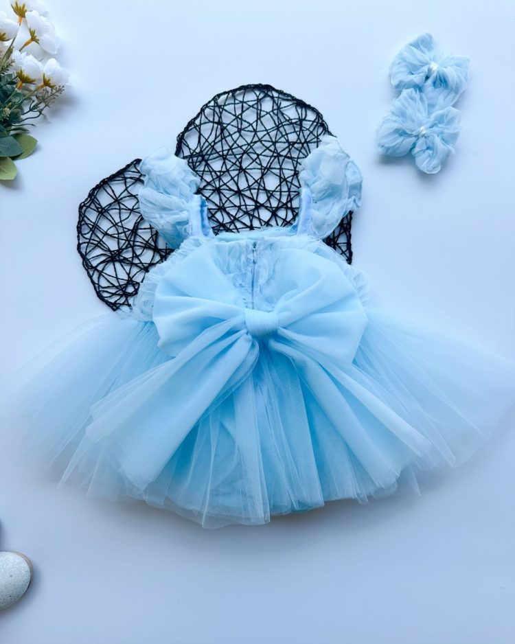 Bella Gül Detaylı Bayramlık Özel Gün Kız Çocuk Bebek Romper - Görsel 4