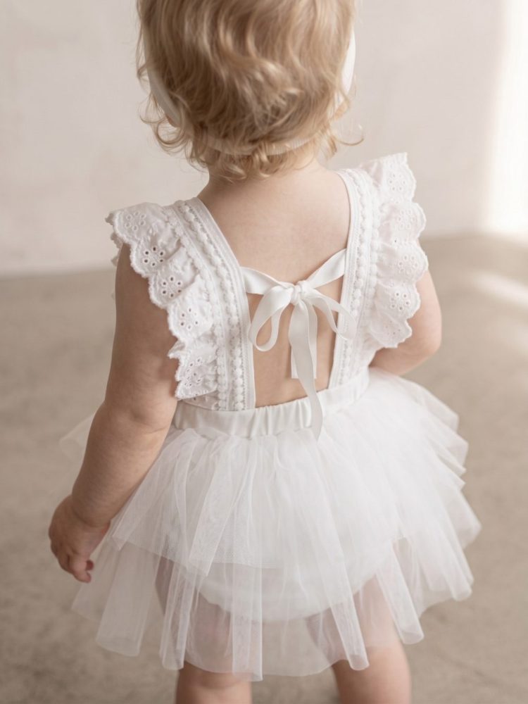 Angel Vintage Tül Etekli Özel Gün Mevlüt Bandanalı Kız Bebek Romper - Görsel 4