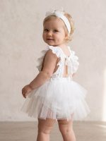 Angel Vintage Tül Etekli Özel Gün Mevlüt Bandanalı Kız Bebek Romper